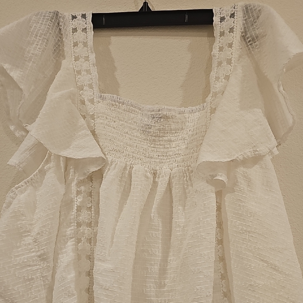 Torrid Cream Ruffle Sleeve Blouse - Picture 3 of 3